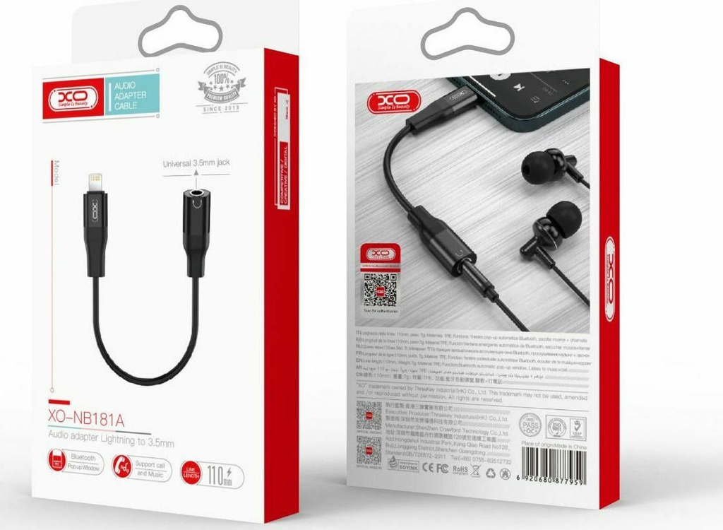 XO NB181A Καλώδιο Ήχου Lightning Σε 3.5mm