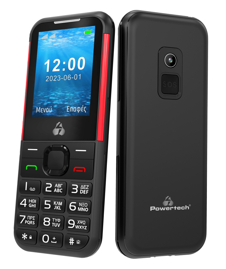 Powertech Sentry PTM-33 Dual SIM Κινητό με Μεγάλα Κουμπιά Μαύρο