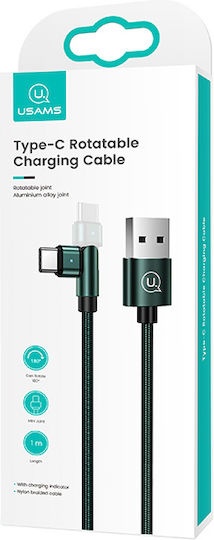 Usams SJ477 Angle (90°) / Braided USB 2.0 Cable USB-C male - USB-A 10W Πράσινο 1m SJ477USB02
