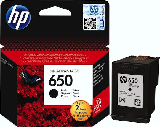 HP 650 Γνήσιο Μελάνι Εκτυπωτή InkJet Μαύρο (CZ101AE)