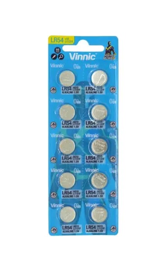 Buttoncell Vinnic G10 / AG10 / 189 / LR1130 / LR1131 / LR54 Τεμ. 10 με Διάτρητη Συσκευασία