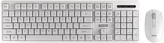 Marvo WS005 Ασύρματο Σετ Πληκτρολόγιο &amp; Ποντίκι Αγγλικό US Λευκό