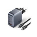 Vention Φορτιστής GaN με Θύρα USB-A και 3 Θύρες USB-C και Καλώδιο USB-C - USB-C 100W Power Delivery Γκρι (TZ-FETH0-EU)