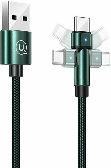 Usams SJ477 Angle (90°) / Braided USB 2.0 Cable USB-C male - USB-A 10W Πράσινο 1m SJ477USB02