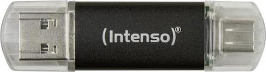 Intenso Twist Line 64GB USB 2.0 Stick με σύνδεση USB-A &amp; USB-C Μαύρο