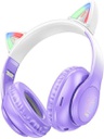 Hoco W42 Cat Ears Ασύρματα / Ενσύρματα Παιδικά Over Ear Ακουστικά με 12 ώρες Λειτουργίας Purple Grape