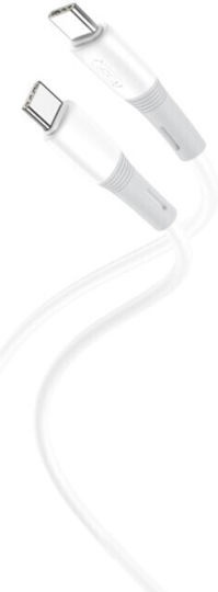 XO USB 2.0 Cable USB-C male - USB-C 60W Λευκό 1m
