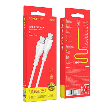 Καλώδιο Borofone BX51 Triumph USB-C σε USB-C 60W Λευκό 1m