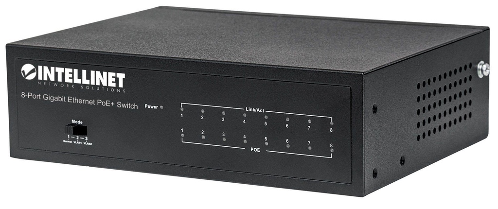 Intellinet 8-Port Gigabit Ethernet PoE+ Switch, IEEE 802.3at/af Power over Ethernet (PoE+/PoE) Compliant, 60 W, Desktop (Euro 2-pin plug)