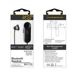 [5205308301902] NSP BN120 Bluetooth v5.3 hands free multipoint, μαγνητικό, με κλιπ