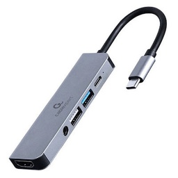 [8716309124256] Cablexpert USB-C Docking Station με HDMI 4K PD Γκρι (A-CM-COMBO5-02)