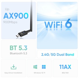 [6955690009267] EDUP EP-AX900 WiFi + Bluetooh 5.3 Αντάπτορας  900Mbps