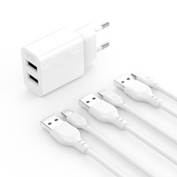 [6920680845316] XO L109 (EU) Dual USB-A 2.4A Charger with Type-C cable