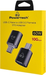 [5210131085004] Powertech Μετατροπέας USB-C male σε USB-A female Γκρι