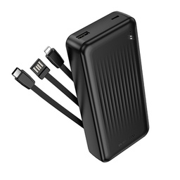 [6941991121555] Power Bank Borofone BJ79A 20000mAh με 3 Καλώδια Φόρτισης USB-C, USB-A, Lightning και LED Ένδειξη Μπαταρίας Μαύρο