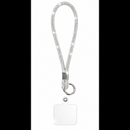 [157458] Luxury Crystal Wrist Strap Keychain Holder για Κινητό &amp; Κλειδιά Ασημί