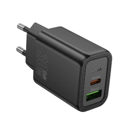 [6942007644358] Hoco Φορτιστής Χωρίς Καλώδιο με Θύρα USB-A και Θύρα USB-C 30W Power Delivery / Quick Charge 3.0 Μαύρος (N63)