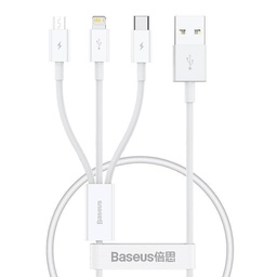 [6932172635039] Baseus Superior Regular USB to Lightning / Type-C / micro USB Cable 3.5A Λευκό 0.5m P10320105221-01