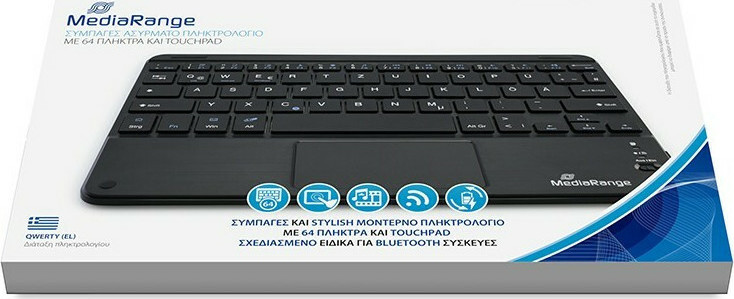 MediaRange Compact-sized Bluetooth Keyboard with 78 ultraflat keys and touchpad (Black) (MROS130-GR)