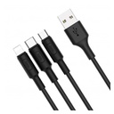 Καλώδιο σύνδεσης Hoco X25 3 σε 1 Fast Charging USB σε Micro-USB, Lightning, USB-C Μαύρο 1m