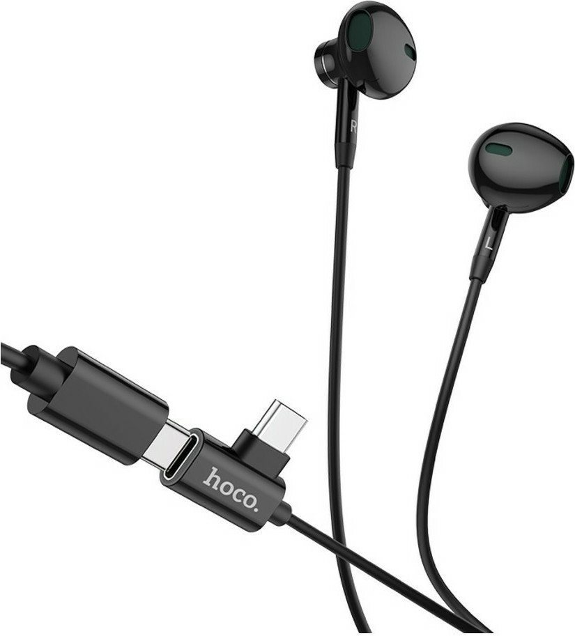 Hands Free Hoco L12 Earl USB-C Μαύρα με Μικρόφωνο, Πλήκτρο Λειτουργίας και Θύρα Φόρτισης 2A
