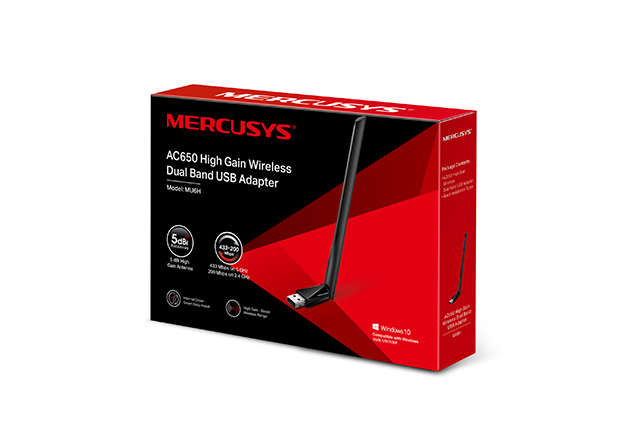 Mercusys AC650 High Gain Wireless Dual Band USB Adapter 200Mbps (MU6H) (MERMU6H)