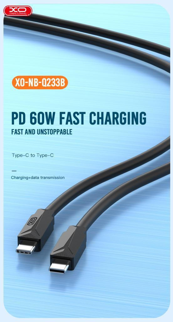 XO NB-Q233B Type-C To Type-C 60W Data Cable 1m White