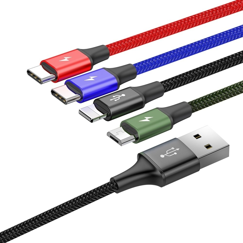 Baseus Rapid Series Braided USB to Lightning / Type-C / micro USB Cable 3.5A Πολύχρωμο 1.2m (CA1T4-B01)