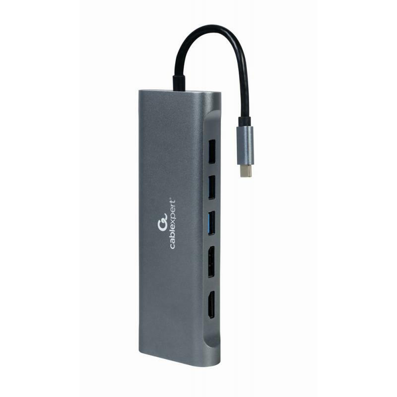 Gembird USB-C Docking Station με HDMI 4K PD Ethernet Γκρι (A-CM-COMBO8-01)