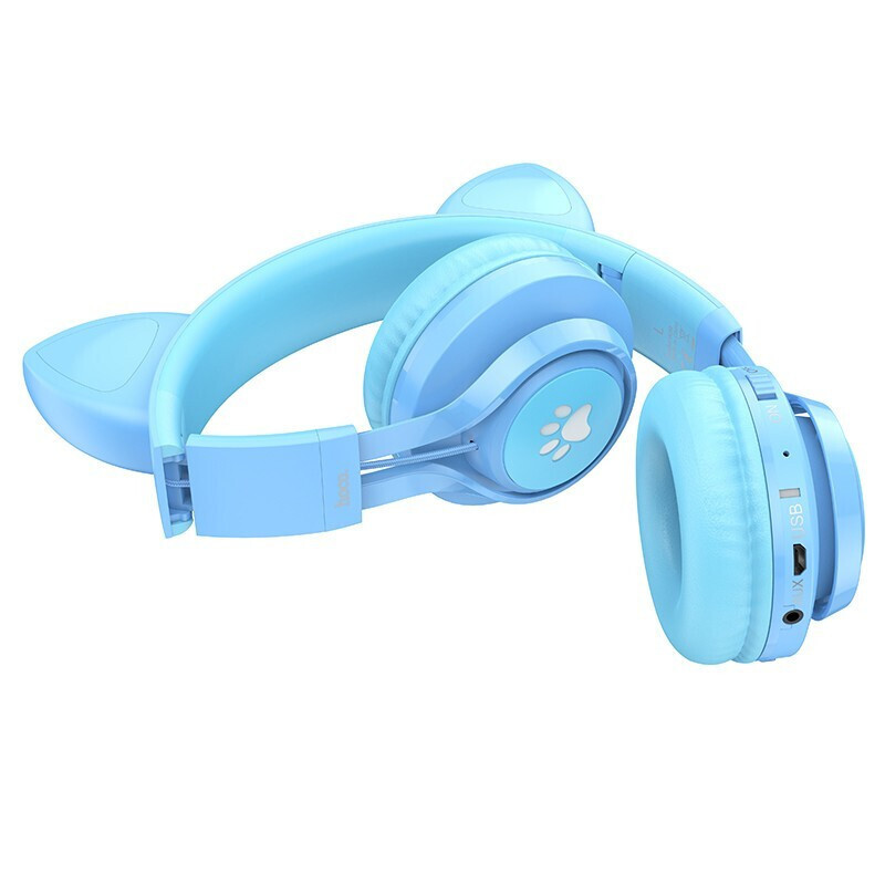 Wireless Ακουστικά Stereo Hoco W39 Cat Ear Hi-Fi BT V5.3 3.5mm 10h ώρες λειτουργίας Μπλε