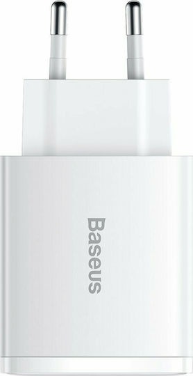 Baseus Φορτιστής Χωρίς Καλώδιο με 2 Θύρες USB-A και Θύρα USB-C 30W Power Delivery Λευκός (Compact 2U+C)