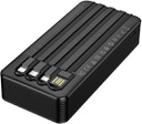 Power Bank Borofone BJ84A 20000mAh με 4 Καλώδια Φόρτισης USB-C USB-A Lightning Micro-USB και LED Ένδειξη Μπαταρίας Μαύρο