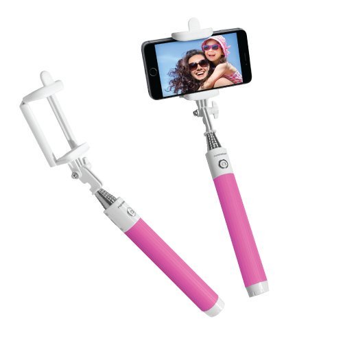 Selfie stick with cable 3.5mm - pink