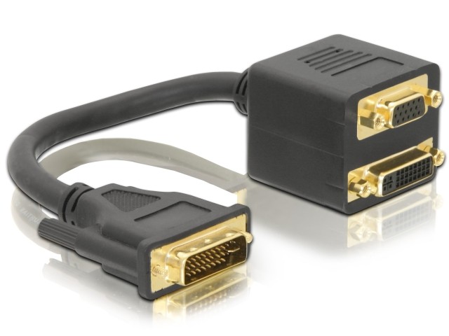 4world Adapter DVI-I male to DVI-I and VGA female