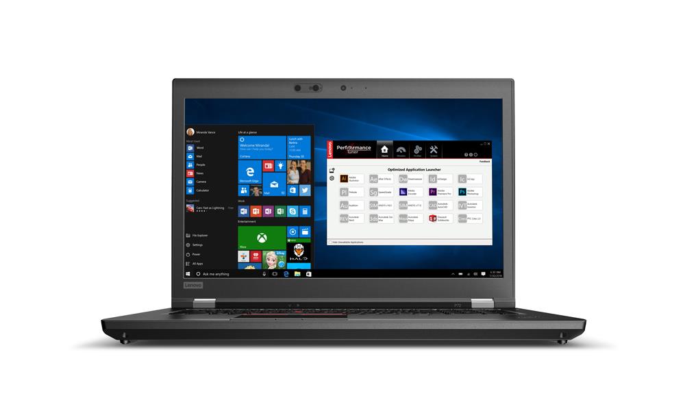 Lenovo ThinkPad P72 Mobile workstation 43.9 cm (17.3&quot;) 3840 x 2160 pixels Intel® Xeon® 16 GB DDR4-SDRAM 1512 GB HDD+SSD NVIDIA® Quadro® P4200 Wi-Fi 5 (802.11ac) Windows 10 Pro for Workstations Black