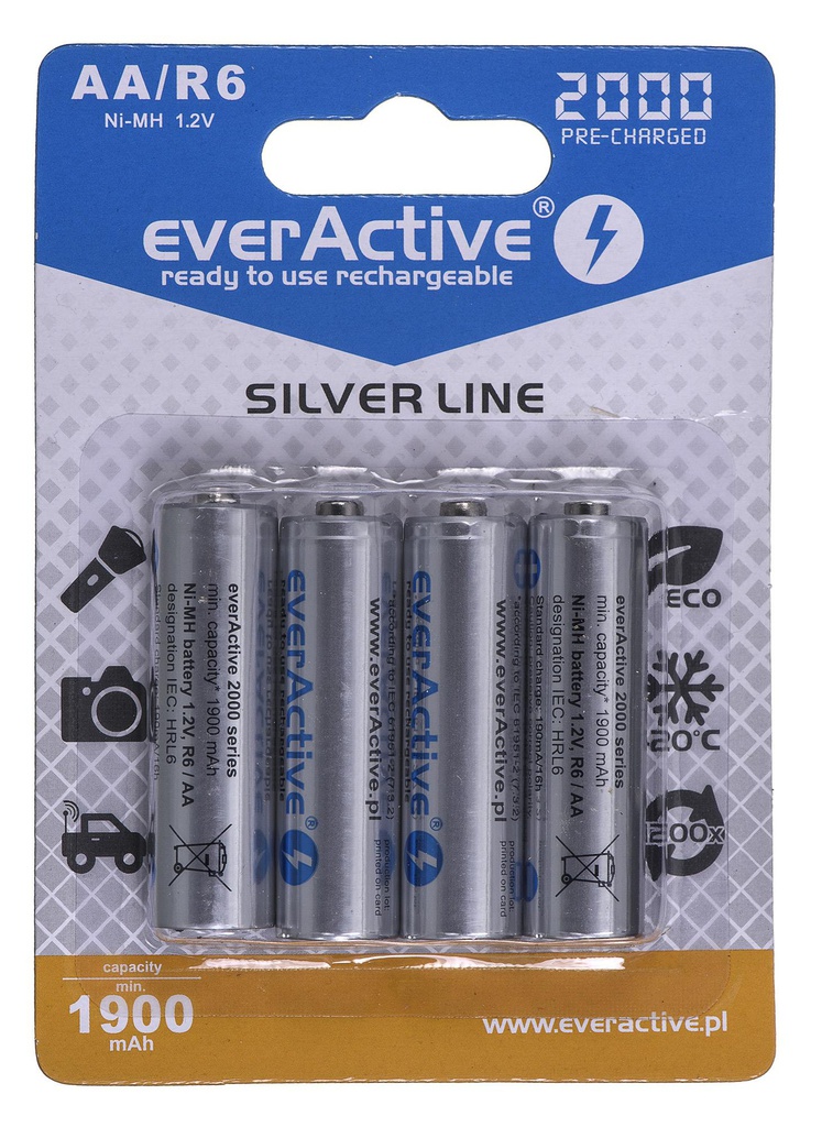 Rechargeable batteries everActive Ni-MH R6 AA 2000 mAh Silver Line