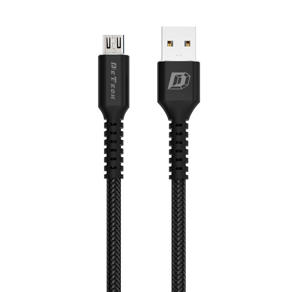 Data cable DeTech DE-C25M, Micro USB, 1.0m, Black - 40106