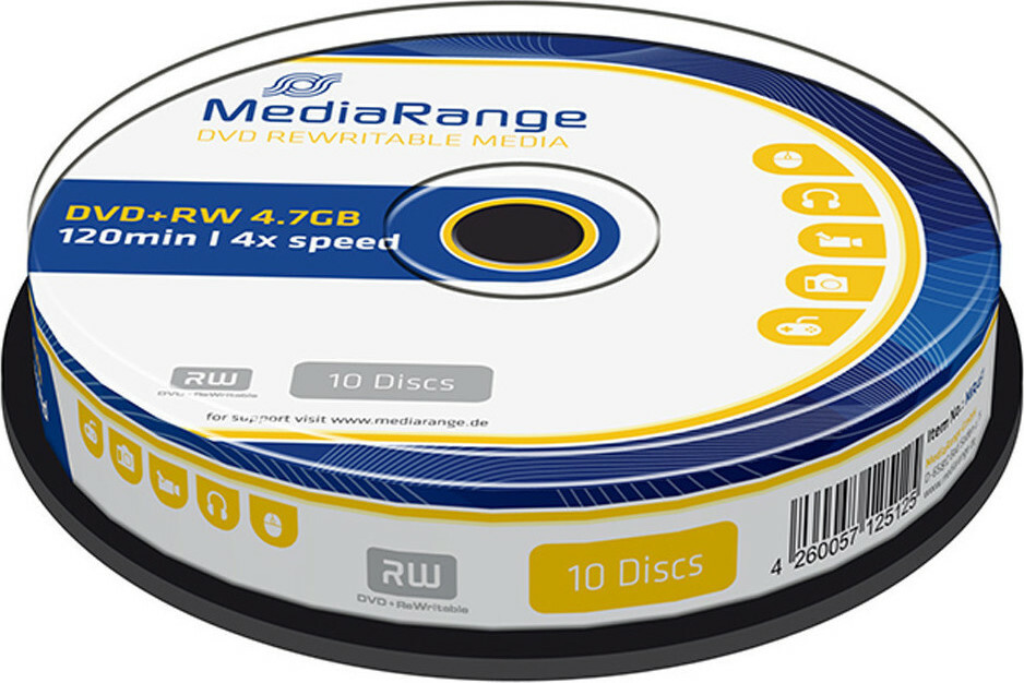 MediaRange DVD+RW 120' 4.7GB 4x Rewritable Cake Box 10τμχ