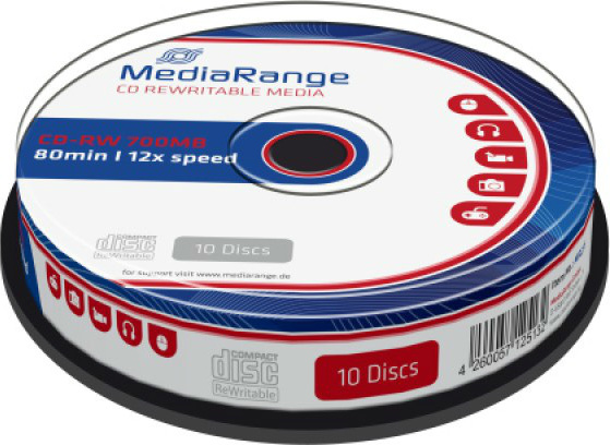 MediaRange CD-RW 80' 700MB 12x Cake Box x 10 (MR235)