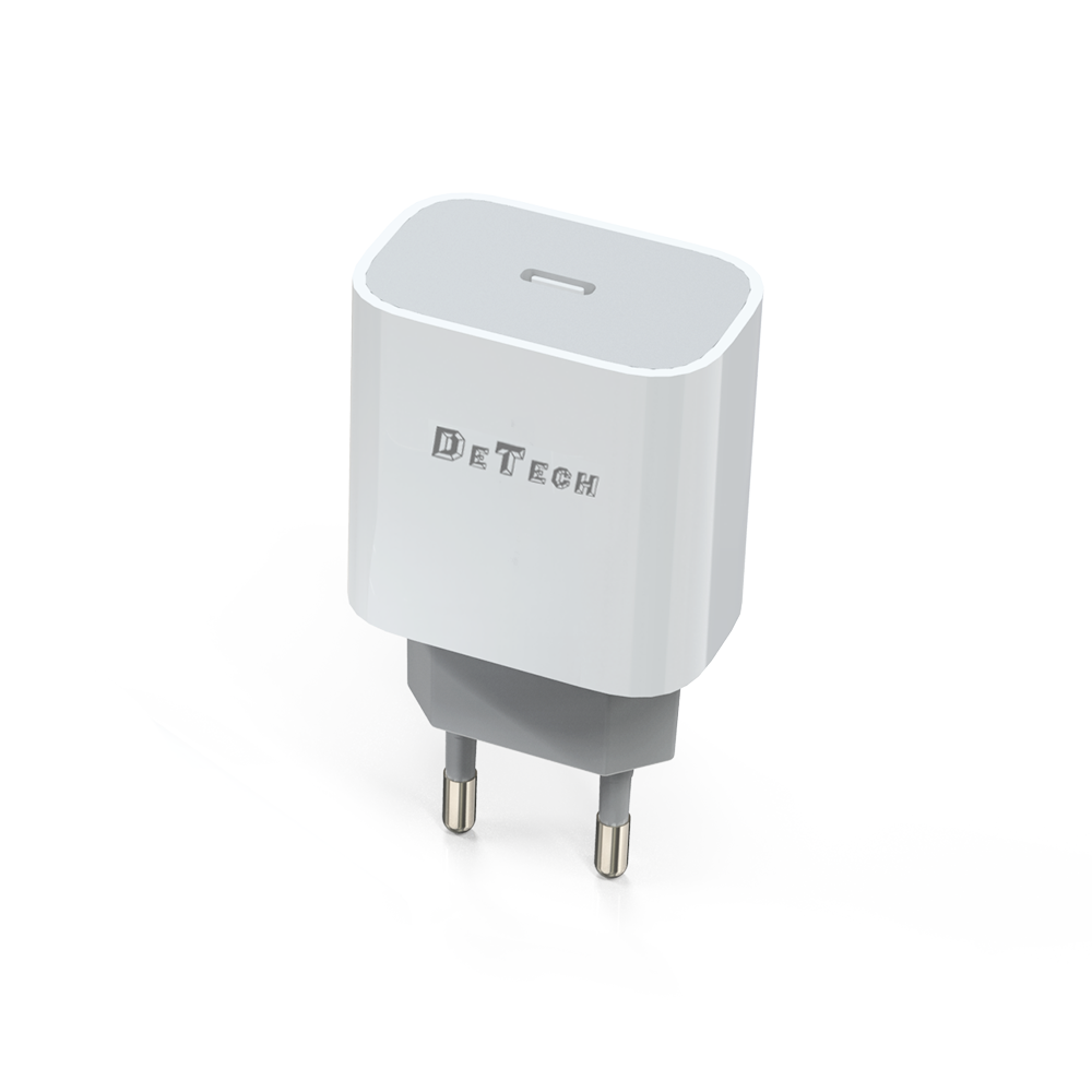 DeTech DE-30Network charger , 5V/3.0A 220V, 1 x Type-C White - 40114