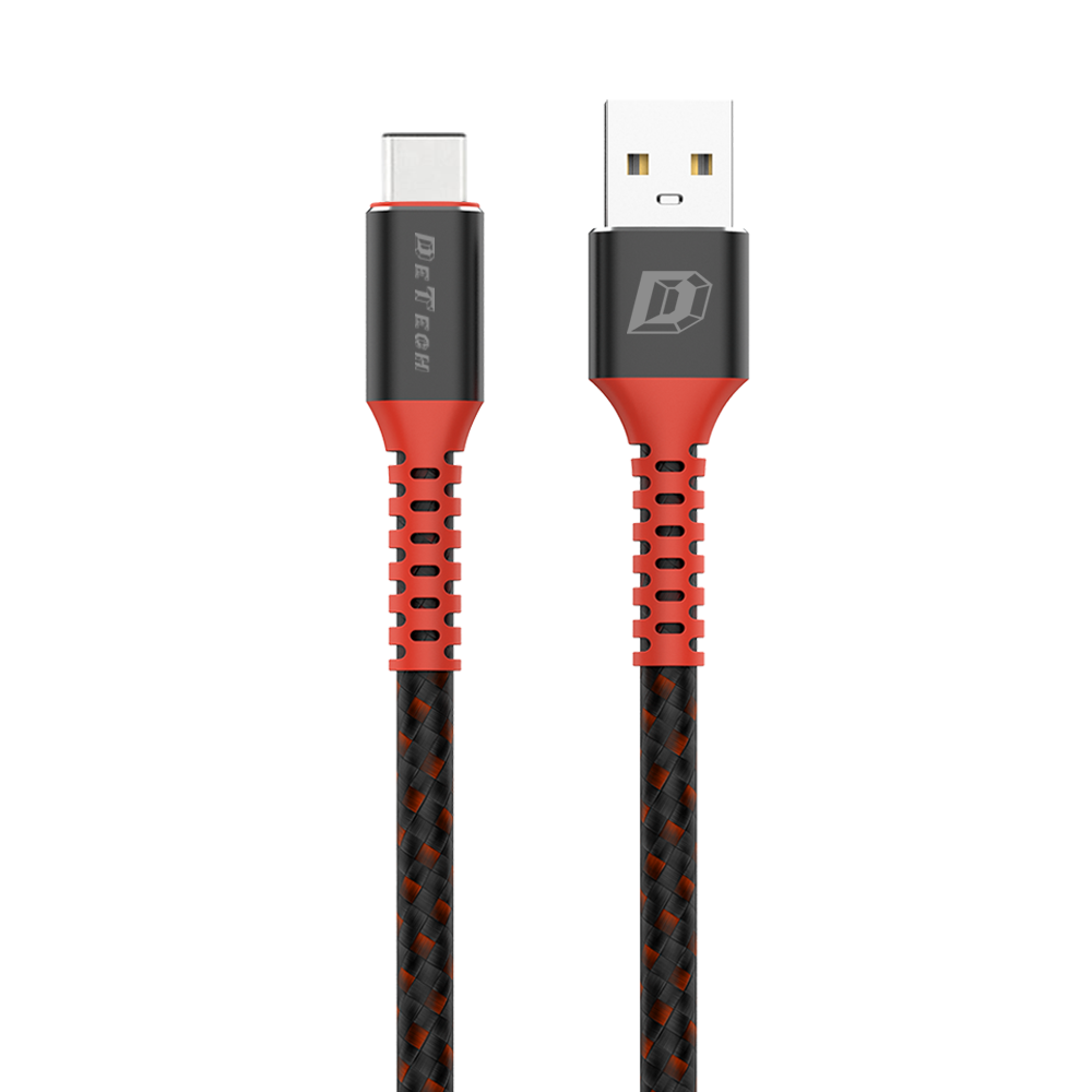 DeTech Data cable DE-C25C, Type-C, 1.0m, Black - 40108