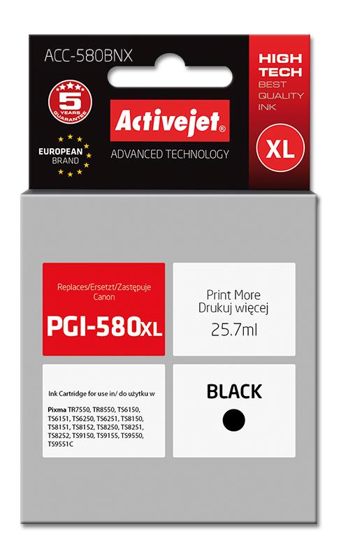 Activejet ink for Canon PGI-580Bk XL