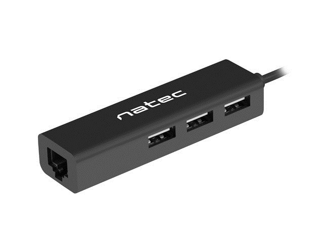 Natec Butterfly USB 2.0 Hub 3 Θυρών με σύνδεση USB-C / Ethernet