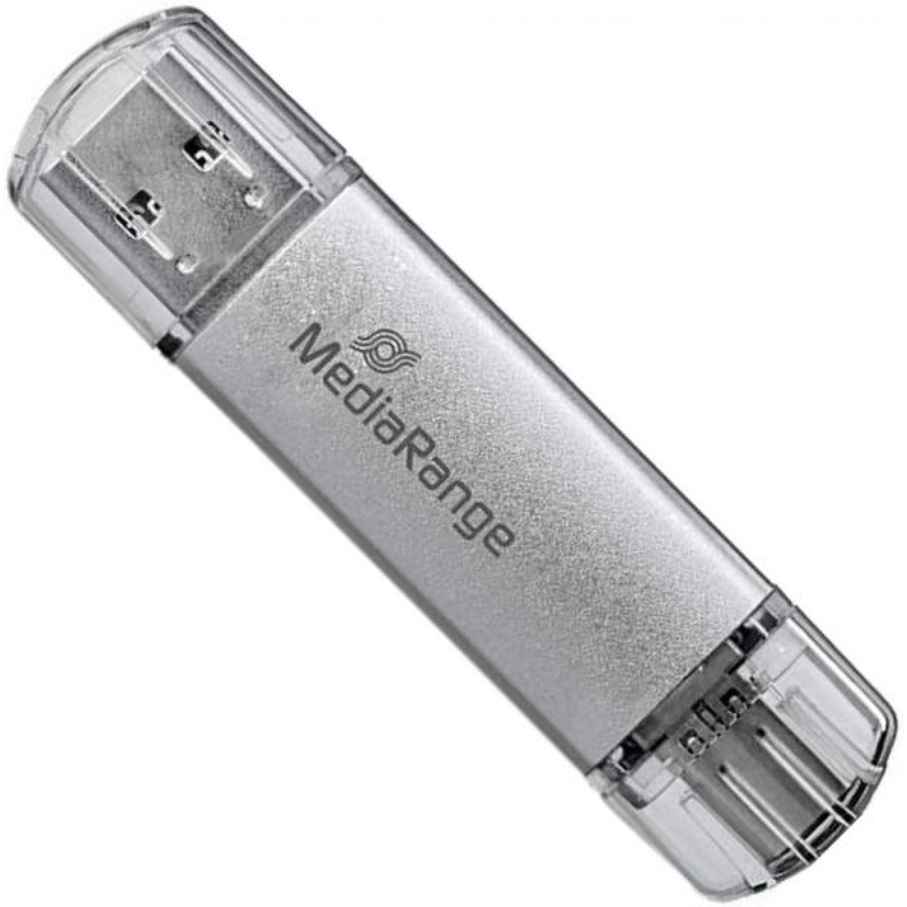 MediaRange 32GB USB 3.0 Stick με σύνδεση USB-A &amp; USB-C Ασημί
