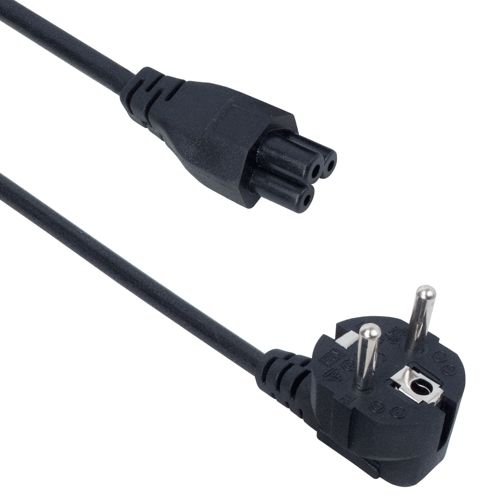 Power cord DeTech, For laptop, CEE 7/7 - IEC C5, High Quality, 1.5m - 18150