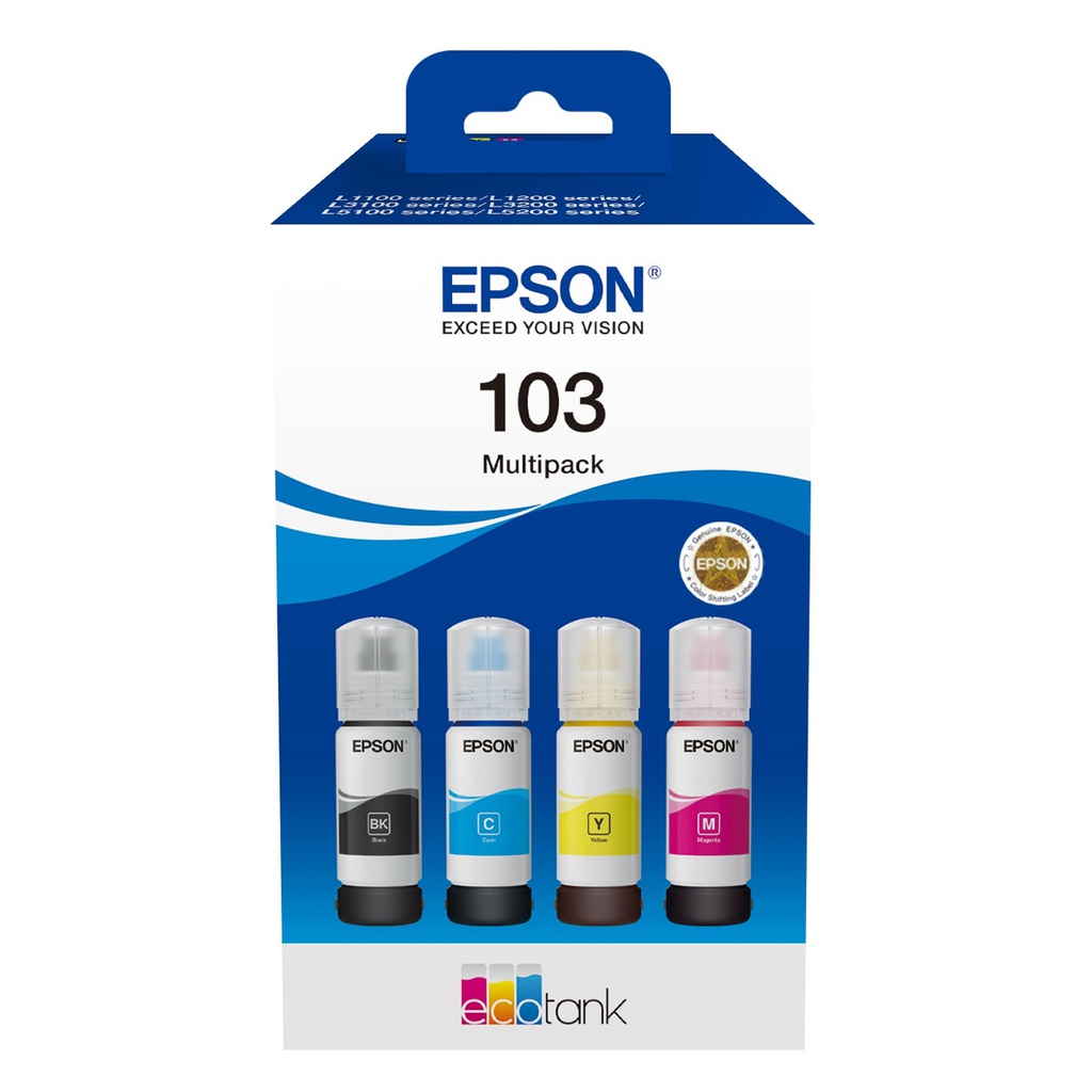 Epson 103 Πακέτο 4 Μελανιών Εκτυπωτή InkJet Κίτρινο / Κυανό / Ματζέντα / Μαύρο (C13T00S64A)