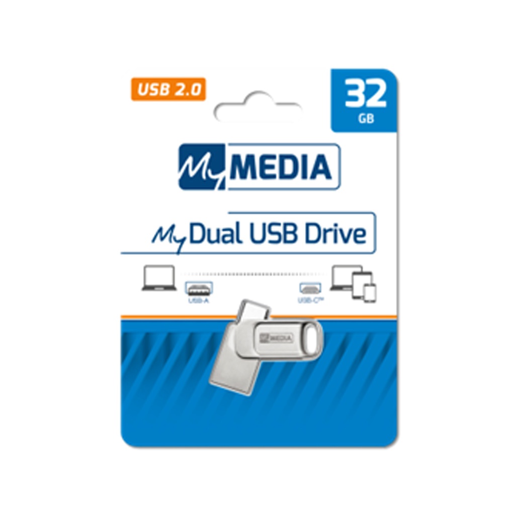Verbatim MyMedia My Dual 32GB USB 2.0 Stick με σύνδεση USB-A &amp; USB-C Ασημί