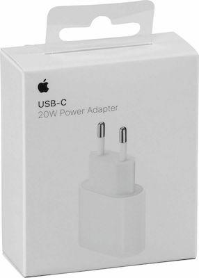 Apple Φορτιστής Χωρίς Καλώδιο με Θύρα USB-C 20W Λευκός (Power Adapter) (MHJE3ZMA)