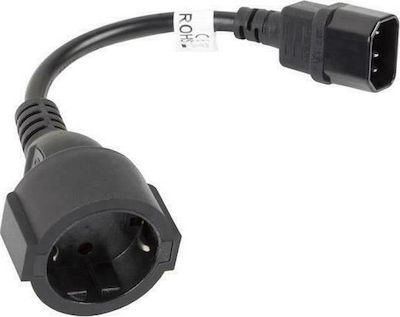 Lanberg Schuko - IEC C14 Cable 0.18m Μαύρο (CA-C14E-10CC-0018-BK)