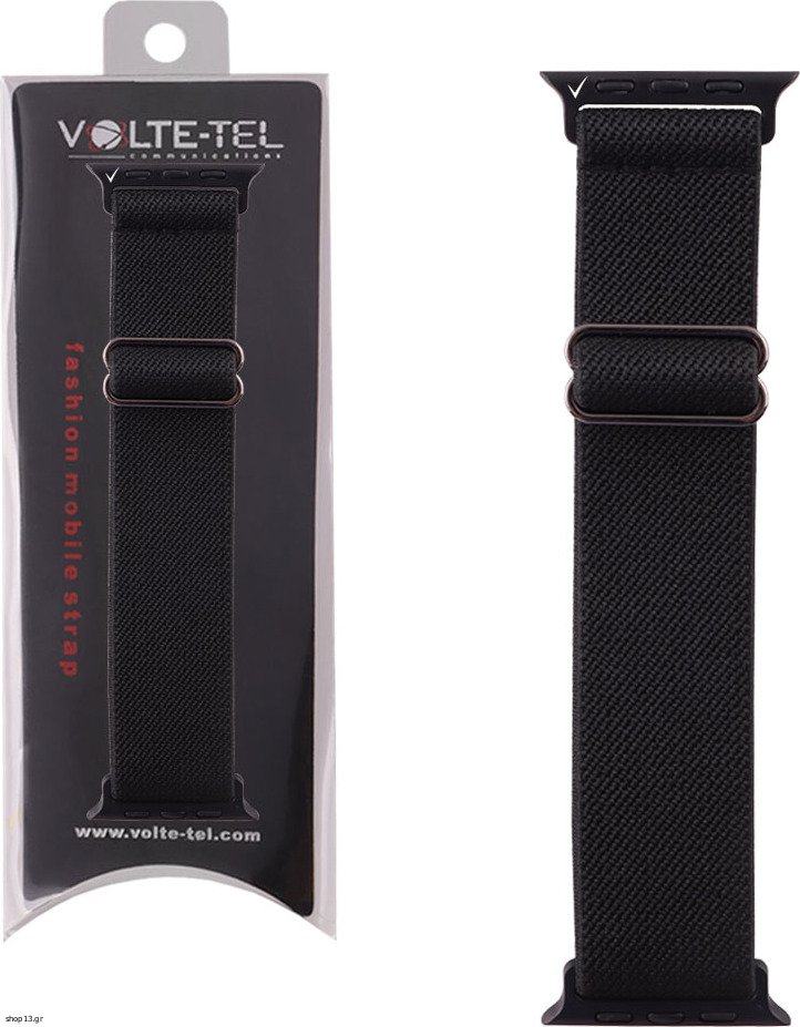 Λουράκι Ρολογιού Apple Watch 38/40/41mm Elastic Braided Nylon Black VT101